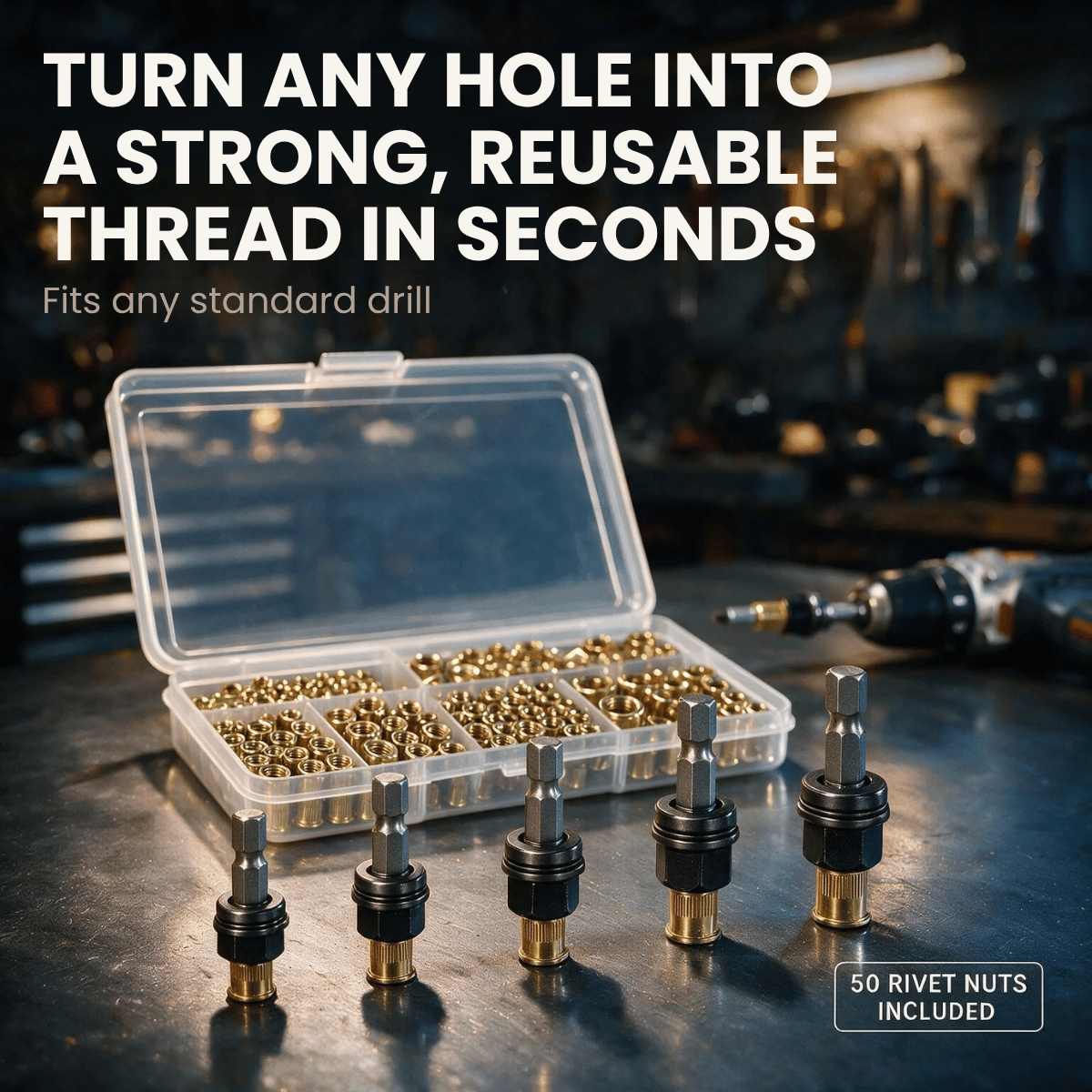 BoltMate™ Rivet Nut Drill Adapter Kit